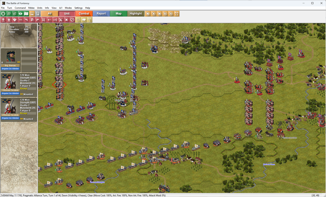Official screenshot of a War of the Austrian Succession battle